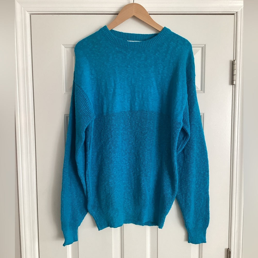 Vintage Isle Of Cotton Crewneck Textured Knitted Sweater L